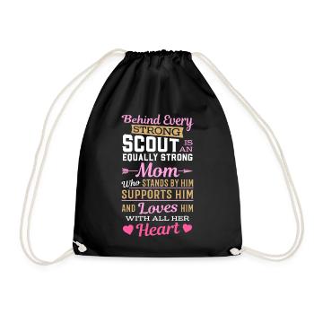Behind Every Strong Scout Is An Equally Strong Mom - Turnbeutel - Schwarz - Vorne