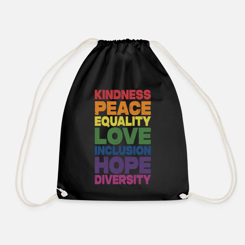 Kindness Peace Equality Love Inclusion Hope Divers - Turnbeutel - Schwarz