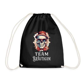 JGA Team Bräutigam Totenkopf Junggesellenabschied - Turnbeutel - Schwarz - Vorne