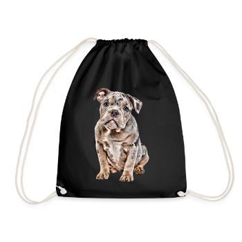 OLD ENGLISH BULLDOG Dog Dogs Bulldog - Drawstring Bag - black - Front