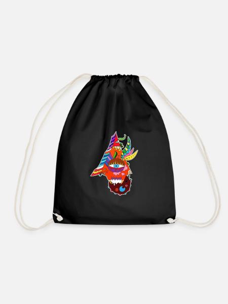 Doodle Monster - Drawstring Bag - black