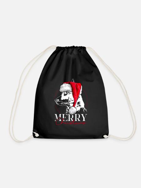 Santa MALINOIS Merry Christmas Hunde Hund Wilsigns - Turnbeutel - Schwarz