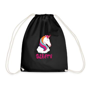 Einhorn Schlafen Unicorn Sleep Geschenk - Turnbeutel - Schwarz - Vorne