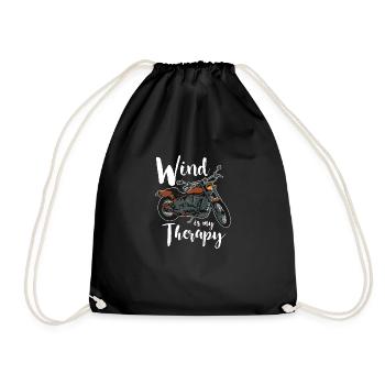 Motorrad Motorradfahrer Wind Therapie Geschenk - Turnbeutel - Schwarz - Vorne