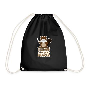 I love a shaven beaver saying gift - Drawstring Bag - black - Front