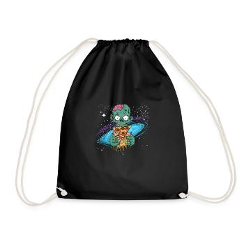 Cadeau de pizza de l'espace zombie halloween - Sac de sport léger - noir - Devant