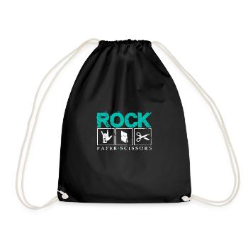 Rock Paper Scissors funny saying gift - Drawstring Bag - black - Front