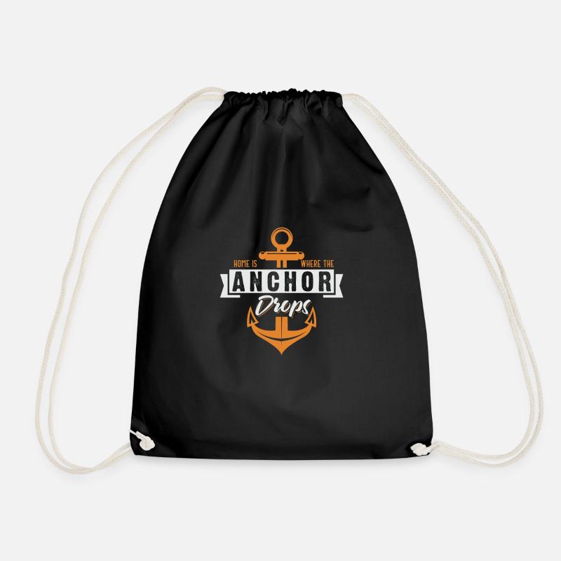 Home Is Where The Anchor Drops - Drawstring Bag - black
