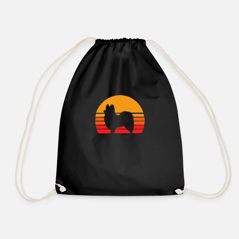 Papillon Sunset - Retro Dog Tshirts - Turnbeutel - Schwarz