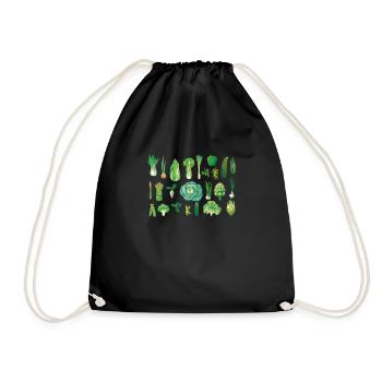 All Kinds Of Green Vegetables - Drawstring Bag - black - Front