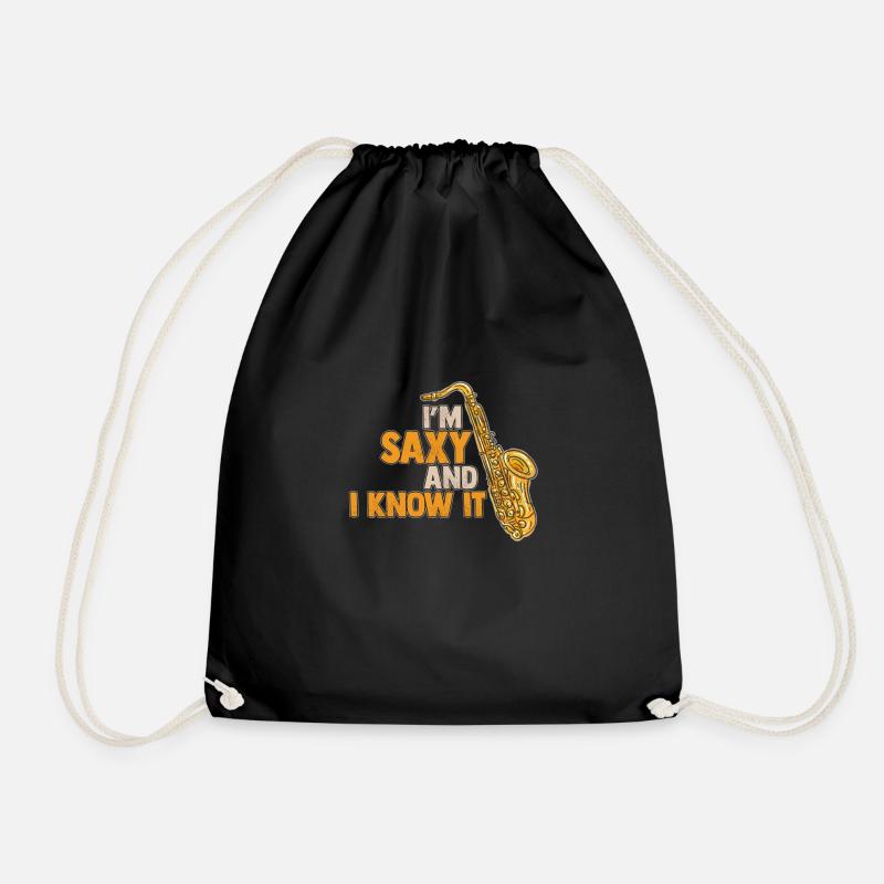 saxophone - Drawstring Bag - black
