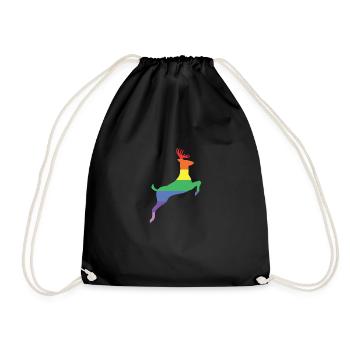 Rainbow Deer Gift Colorful Pride CSD - Drawstring Bag - black - Front
