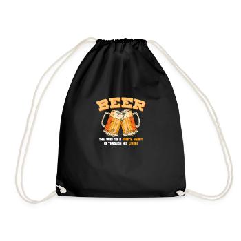 Lustiges Bier Geschenk Bier Mann Herz Leber - Turnbeutel - Schwarz - Vorne
