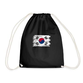 North Korea South Korea Asia gift flag - Drawstring Bag - black - Front