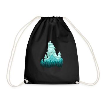 Wild Wolf Nature Wilderness Forest Loner Gift - Drawstring Bag - black - Front