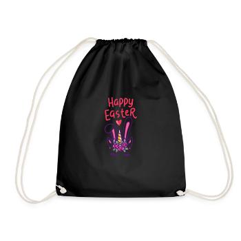 Einhorn - Einhörner - Geschenk - Frohe Ostern - Turnbeutel - Schwarz - Vorne