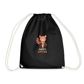 Red Panda - Easter - Happy Easter - Easter egg - Drawstring Bag - black - Front