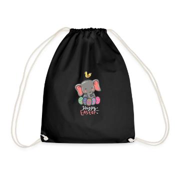 Éléphant - Éléphants - Pâques - Joyeuses Pâques - Sac de sport léger - noir - Devant