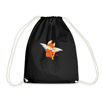 Fox – Cute Fox – Fox Lover – Cupid - Drawstring Bag - black - Front