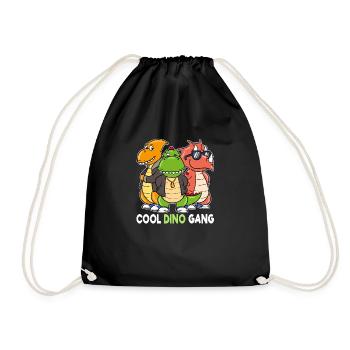 Cool Dino Gang Dinosaurier Gangster - Turnbeutel - Schwarz - Vorne