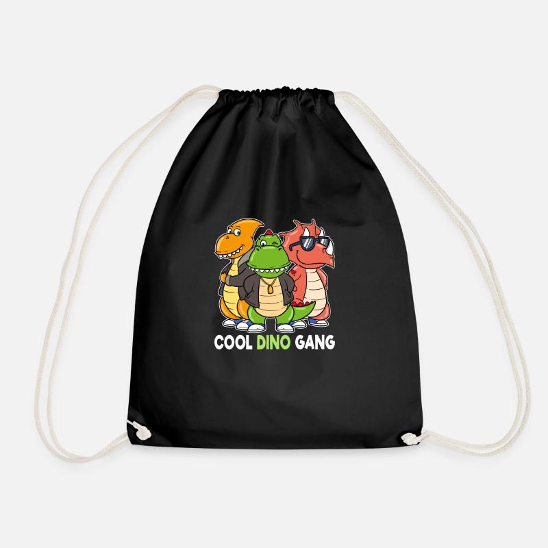Cool Dino Gang Dinosaur Gangster - Drawstring Bag - black