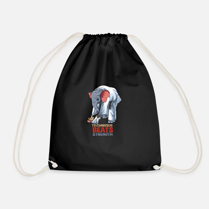 Maus gegen Elefant - BJJ Jiu-Jitsu, Grappling und - Turnbeutel - Schwarz