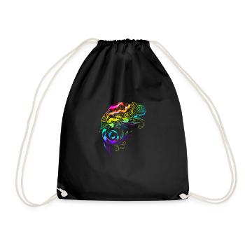 Chameleon mandala iguanas breeding reptiles - Drawstring Bag - black - Front