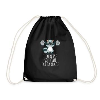 Je fais de l'exercice pour manger du panda poubelle - Sac de sport léger - noir - Devant