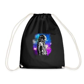 NASA astronaut Moon Colorful Space Astro Galaxy St - Drawstring Bag - black - Front