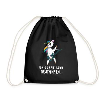 Unicorns Love Death Metal Heavy Metal Unicorn - Drawstring Bag - black - Front