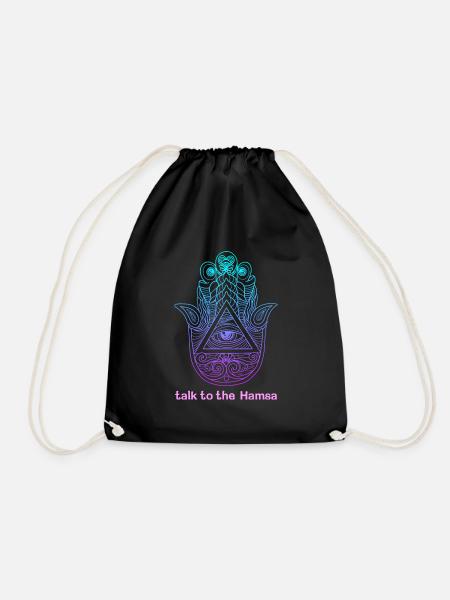 Hamsa Eye Symbol Hand Yoga Buddhismus Hindu - Turnbeutel - Schwarz
