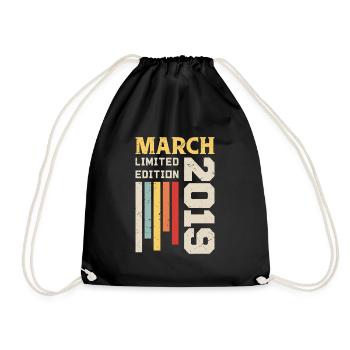 March 2019 - Birthday gift March 2019 March - Drawstring Bag - black - Front