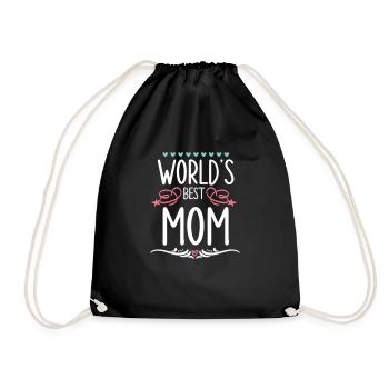 World´s Best Mom Muttertagsgeschenk Mami Mama Mom - Turnbeutel - Schwarz - Vorne