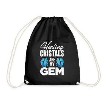 Healing crystals are my Gem - Drawstring Bag - black - Front
