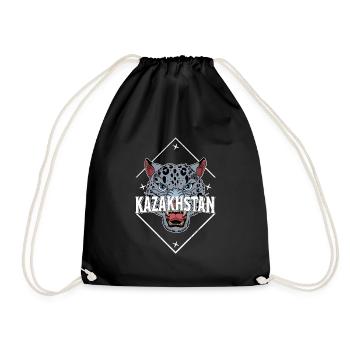 Kasachstan Souvenir Herkunft Schneeleopard - Turnbeutel - Schwarz - Vorne