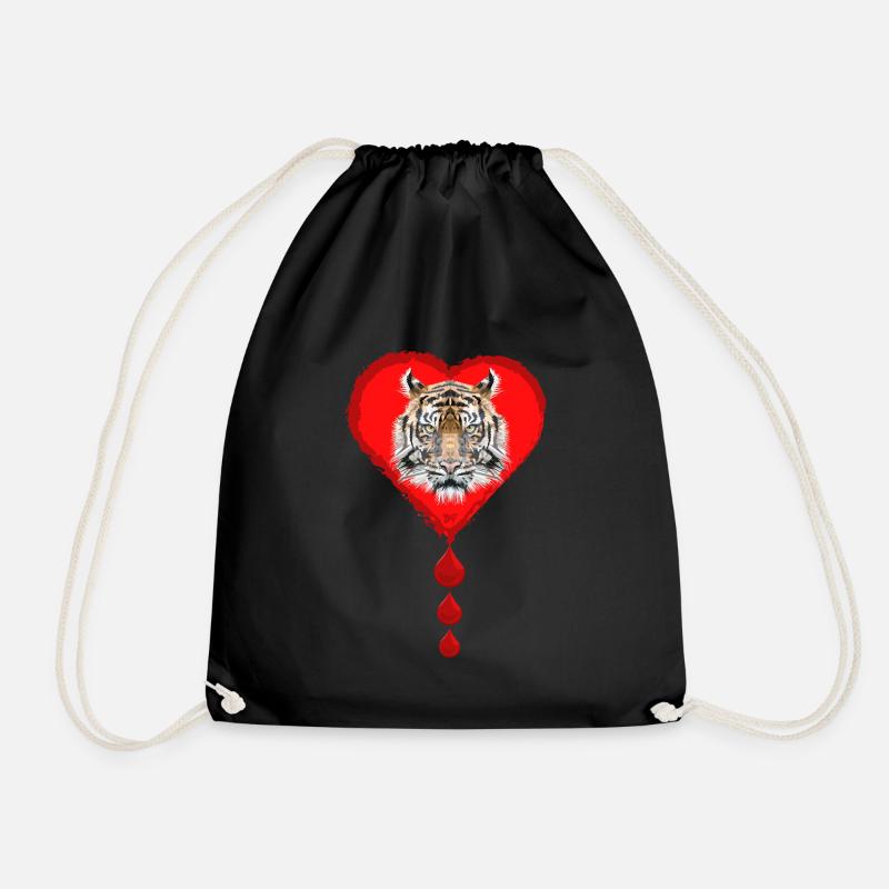 Ein Tiger Design im Herz mit Blutstropfen - Turnbeutel - Schwarz