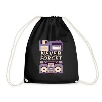 Never Forget VHS Kassette Diskette Achtziger Retro - Turnbeutel - Schwarz - Vorne