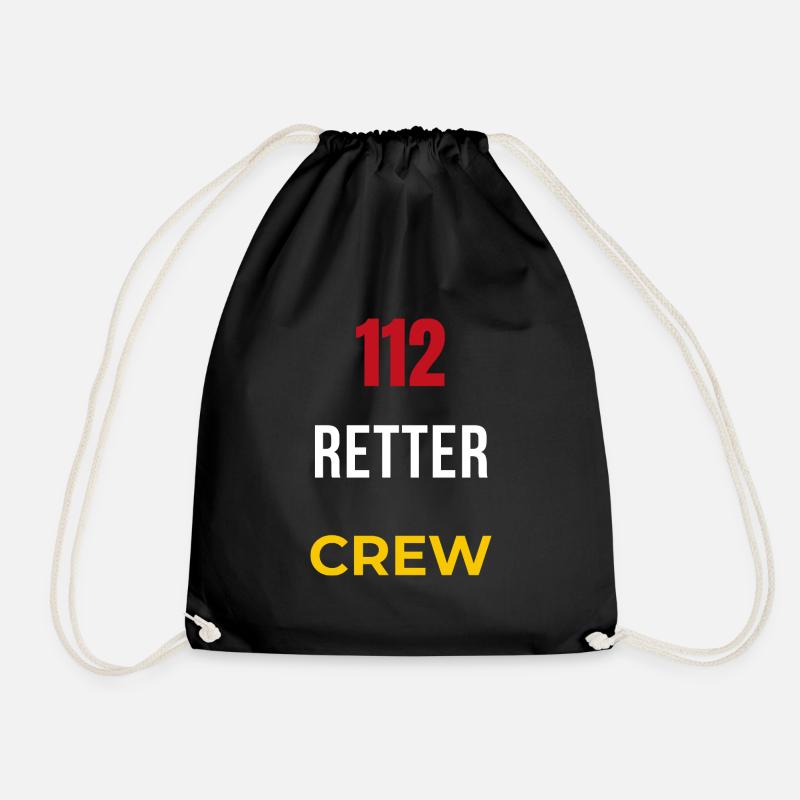 112 Retter Crew – Feuerwehr & Blaulicht Team - Turnbeutel - Schwarz