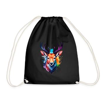 Deer in Watercolors Cool Watercolor Antlers - Drawstring Bag - black - Front