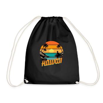 Surfen Hawaii - Turnbeutel - Schwarz - Vorne