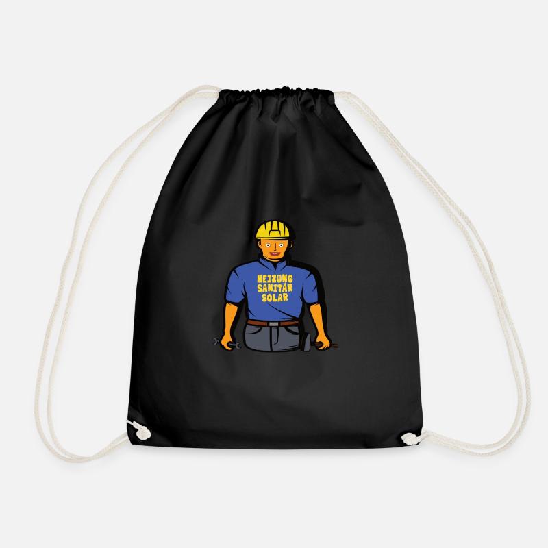 Handyman Comic – Heating, Plumbing & Solar - Drawstring Bag - black