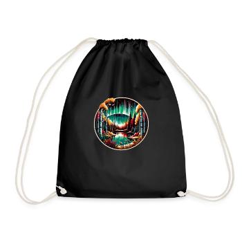 Nordic Wilderness & Northern Lights - Vikings - Drawstring Bag - black - Front
