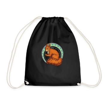Red squirrel pattern - Drawstring Bag - black - Front