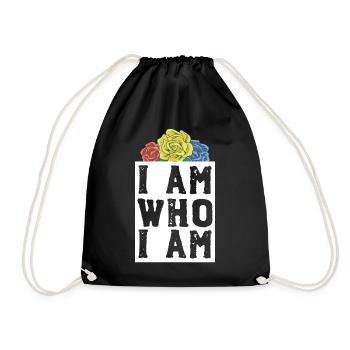 I'am who I am / PAN Roses, Pansexuell - Turnbeutel - Schwarz - Vorne