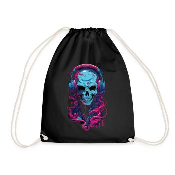 Skull'n'headphones - Turnbeutel - Schwarz - Vorne