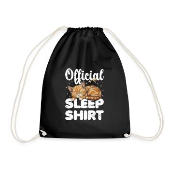 Katze Kätzchen Offizielles Schlafshirt Faul Relax - Turnbeutel - Schwarz - Vorne