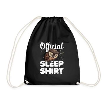 Owl Official Sleep Shirt Lazy Relax - Drawstring Bag - black - Front