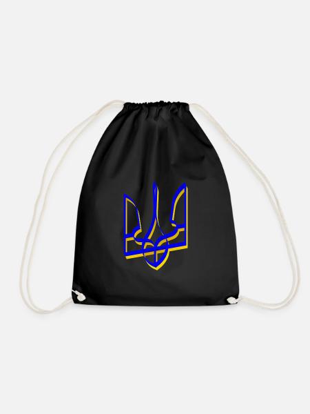 Ukraine Wappen Dreizack Gerfalke Trident Band V1 - Turnbeutel - Schwarz