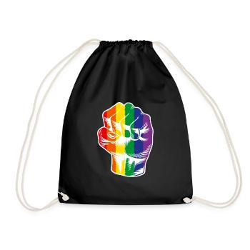 Rainbow Fist LGBTQ Power - Drawstring Bag - black - Front