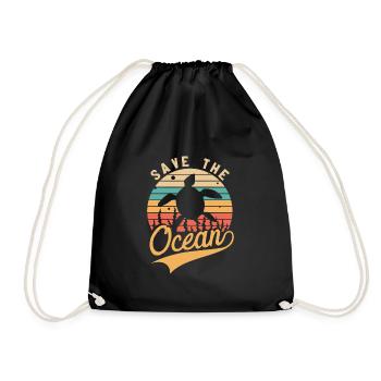 Save the Ocean Keep the Sea Plastic Free - Drawstring Bag - black - Front